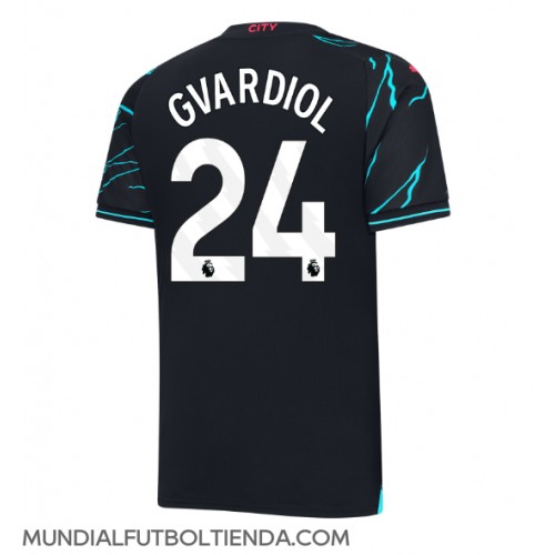 Camiseta Manchester City Josko Gvardiol #24 Tercera Equipación Replica 2023-24 mangas cortas